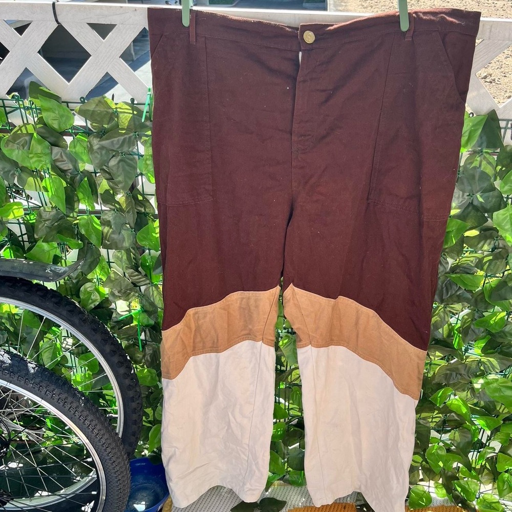 🐶3XL BROWN AND WHITE POWER BIG BUD PRESS WORK PANTS
